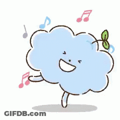 Cartoon Cloud With Face And Plant GIF