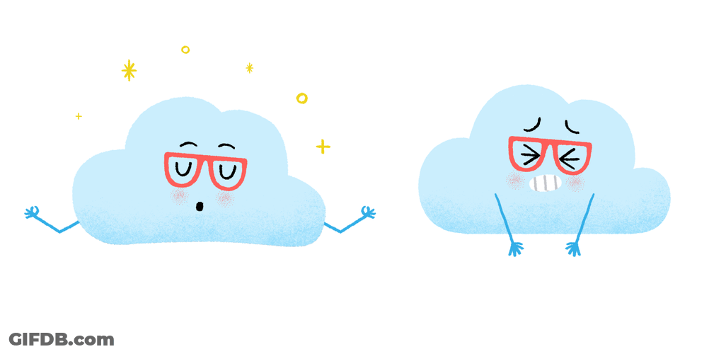 Cartoon Clouds With Different Reactions GIF