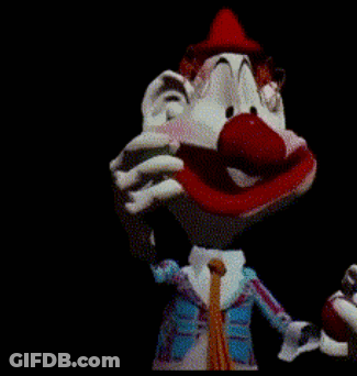 Cartoon Clown Red Nose Blue Ball On Head GIF