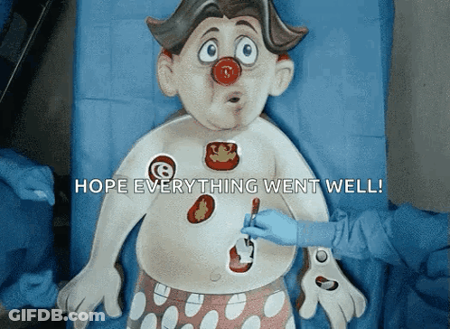 Cartoon Clown Surgery Hope Everything Went Well GIF