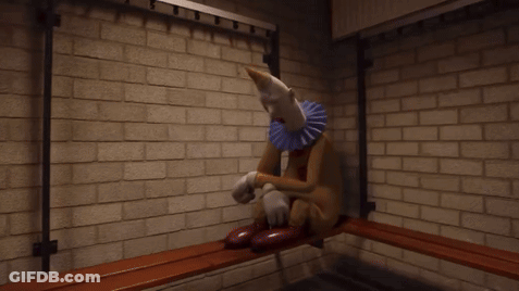 Cartoon Clown With Blue Collar And White Head GIF