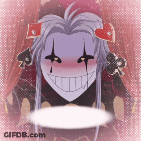 Cartoon Clown With Playing Cards On Head GIF