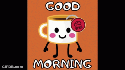 Cartoon Coffee Cup Saying Good Morning GIF