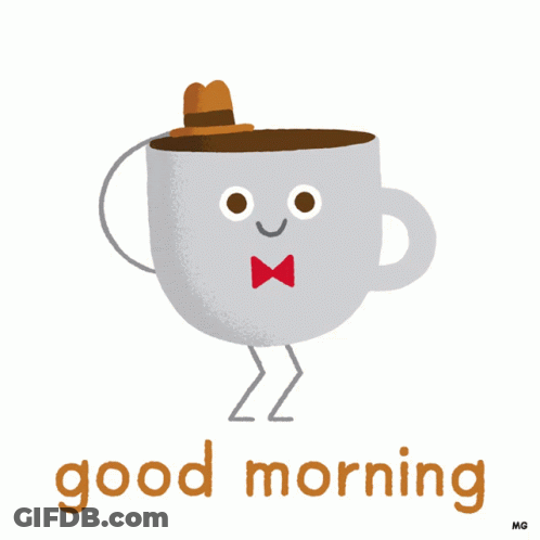 Cartoon Coffee Cup Saying Good Morning GIF