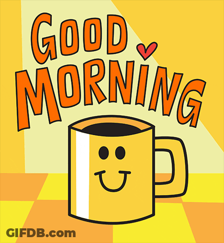 Cartoon Coffee Cup Smiley Face Good Morning GIF