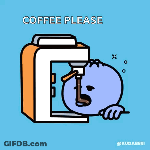 Cartoon Coffee Maker Saying Coffee Please GIF