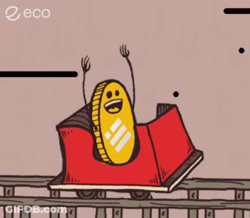 Cartoon Coin On Roller Coaster With Eco GIF