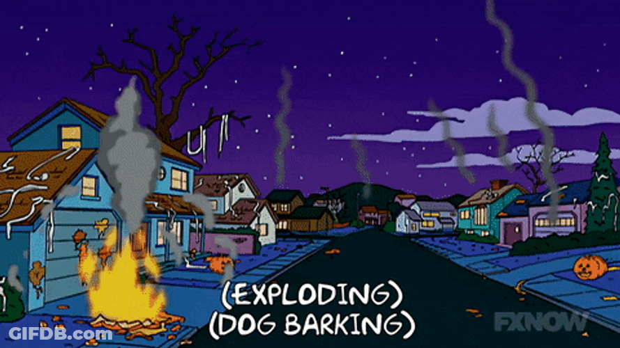 Cartoon Community House Exploding GIF