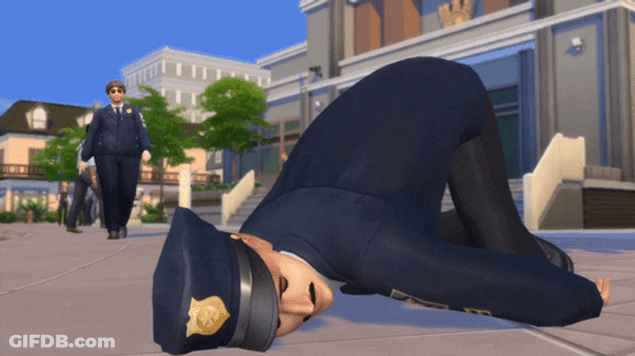 Cartoon Cop Sleeping On The Road GIF