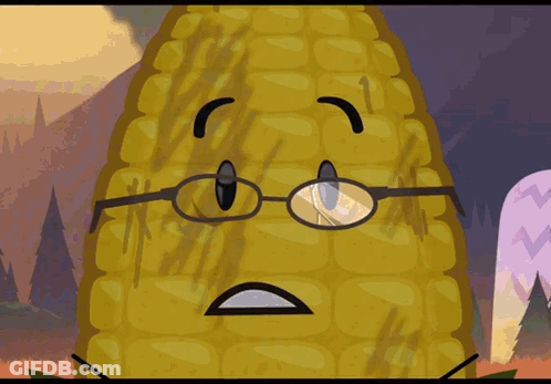 Cartoon Corn On The Cob Wearing Glasses GIF