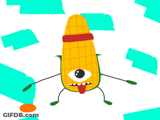 Cartoon Corn Playing Basketball GIF