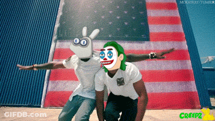 Cartoon Couple In Front Of American Flag With Creepz GIF