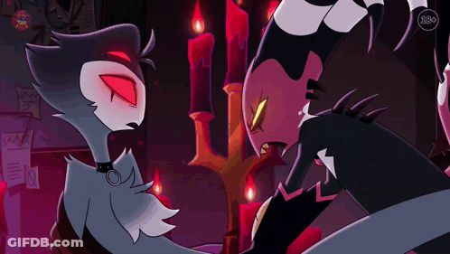 Cartoon Couple Standing Beside Candles GIF