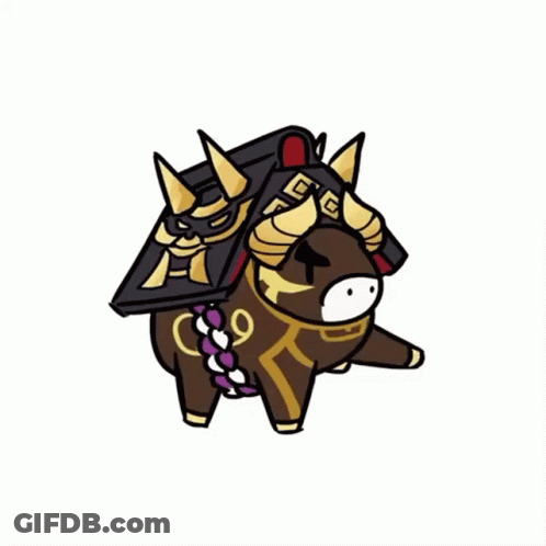 Cartoon Cow With Mask On Head And Horns GIF