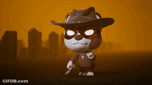 Cartoon Cowboy Holding Sword GIF
