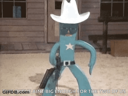 Cartoon Cowboy Wearing Hat And Holding Gun GIF