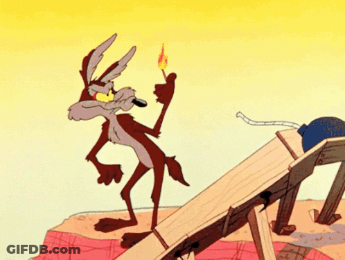 Cartoon Coyote Holding Lighter GIF