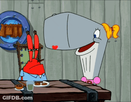 Cartoon Crab And Whale With Hearts On Faces GIF