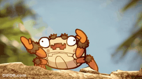 Cartoon Crab On Rock With Claws Outstretched GIF