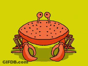 Cartoon Crab With Two Eyes On Yellow Background GIF