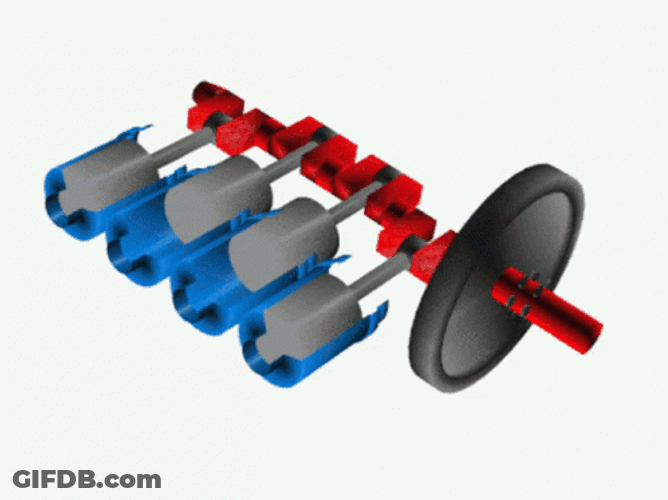 Cartoon Crank Shaft Engine Engineering Drawing GIF