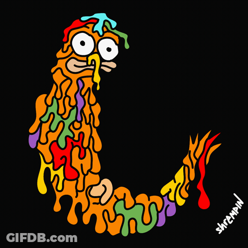 Cartoon Creature With Shrimp Text GIF