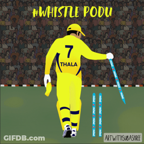 Cartoon Cricket Player Thala GIF