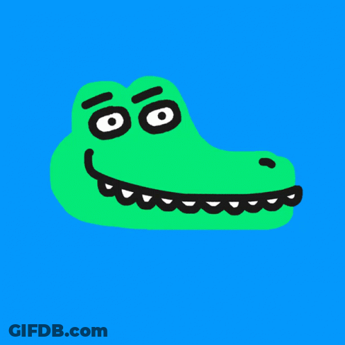 Cartoon Crocodile Face With Blue Background GIF