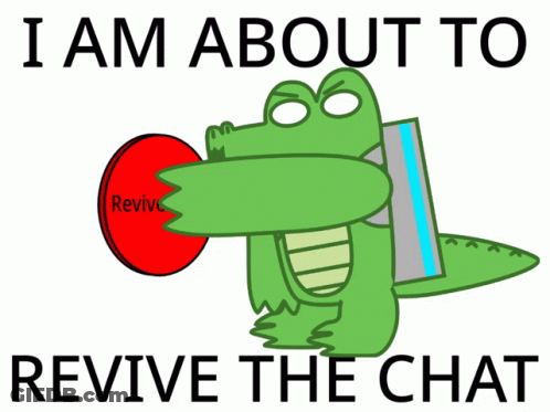 Cartoon Crocodile Holding Revive Chat Button GIF