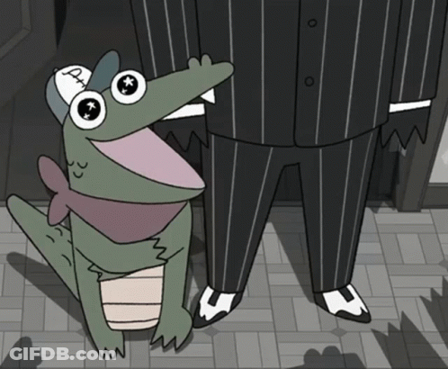 Cartoon Crocodile Wearing Hat With Letter A GIF