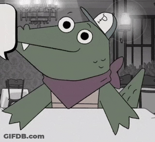 Cartoon Crocodile With Bandana And Hat With Letter P GIF