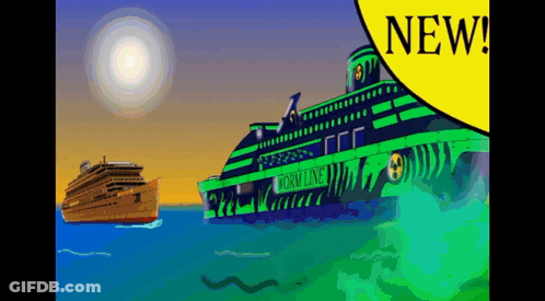 Cartoon Cruise Ship Saying Norma Line GIF