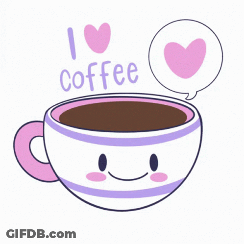 Cartoon Cup Of Coffee With I Love Coffee GIF