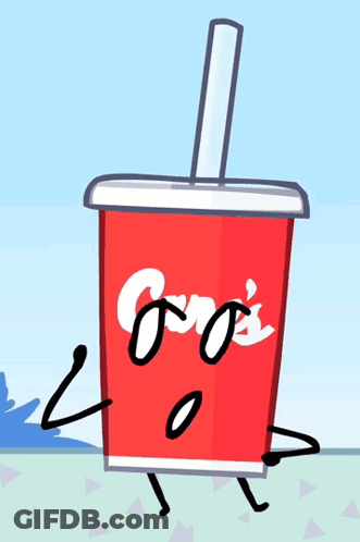 Cartoon Cup With Straw Saying Go's GIF