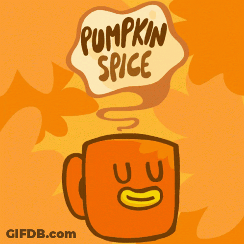 Cartoon Cup With Thought Bubble Saying Pumpkin Nice GIF