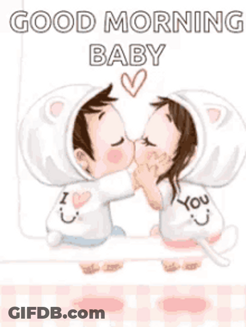 Cartoon Cute Baby Kiss Good Morning Wife GIF