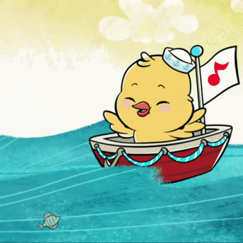 Cartoon Cute Duck Sailing GIF