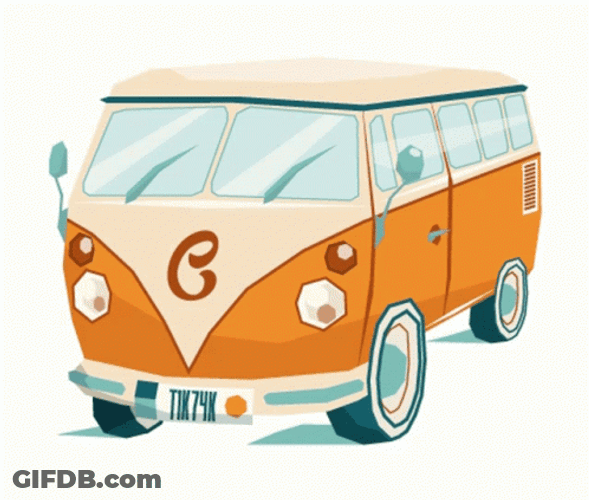 Cartoon Cute Orange Van GIF