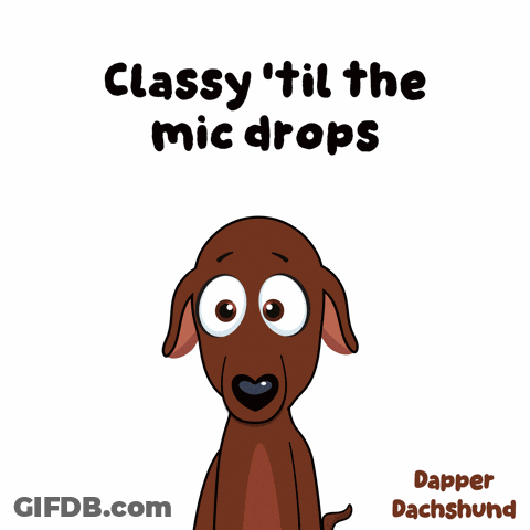 Cartoon Dachshund Holding Microphone GIF