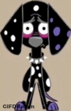 Cartoon Dalmatian With Purple Spots On Ears GIF