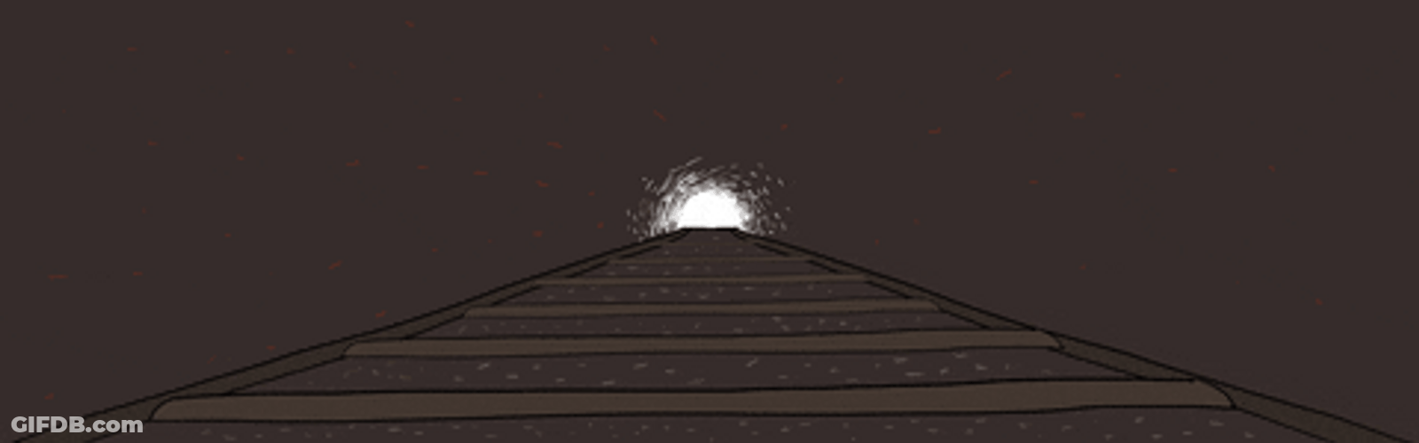 Cartoon Dark Train Tunnel Light GIF