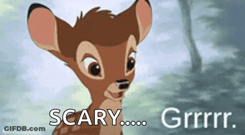 Cartoon Deer Saying Scary Grrr GIF