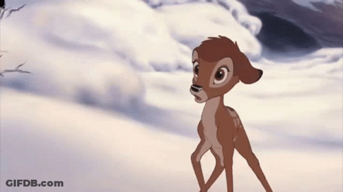 Cartoon Deer Standing In Snow GIF