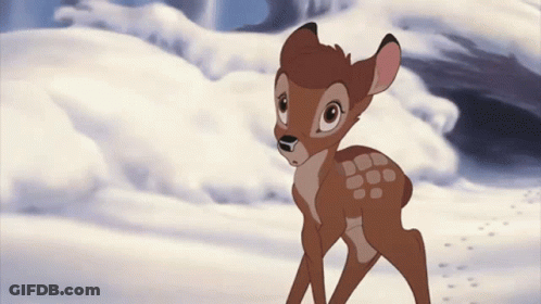 Cartoon Deer Standing In Snow GIF