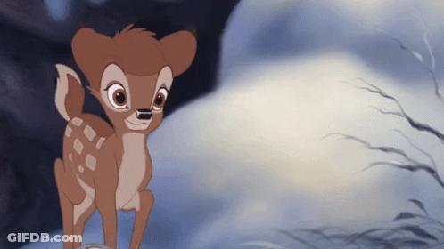 Cartoon Deer Standing In Snow Looking GIF