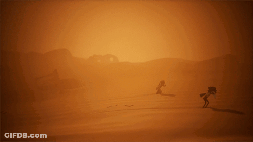Cartoon Desert Scene With People GIF