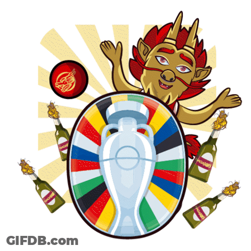 Cartoon Devil Surrounded By Bottles Of Bockbier GIF