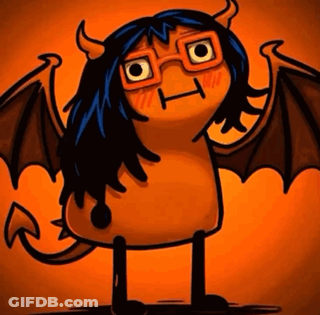 Cartoon Devil With Horns And Glasses GIF