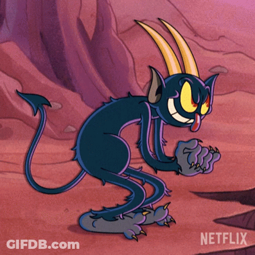 Cartoon Devil With Horns And Netflix Logo GIF