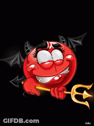 Cartoon Devil With Horns And Wings Holding Trident GIF